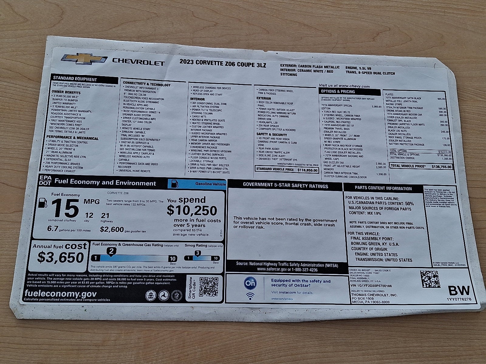 2023 Chevrolet Corvette Z06 3LZ