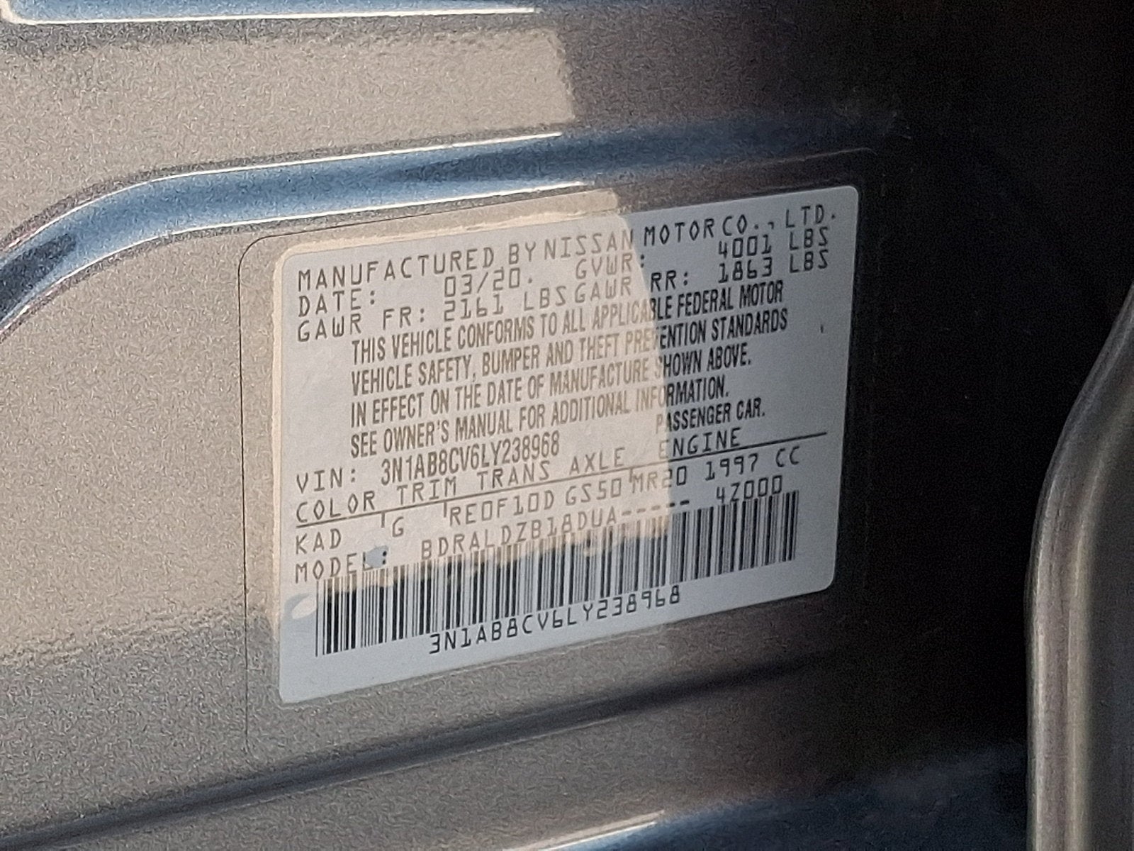 2020 Nissan Sentra SV Xtronic CVT