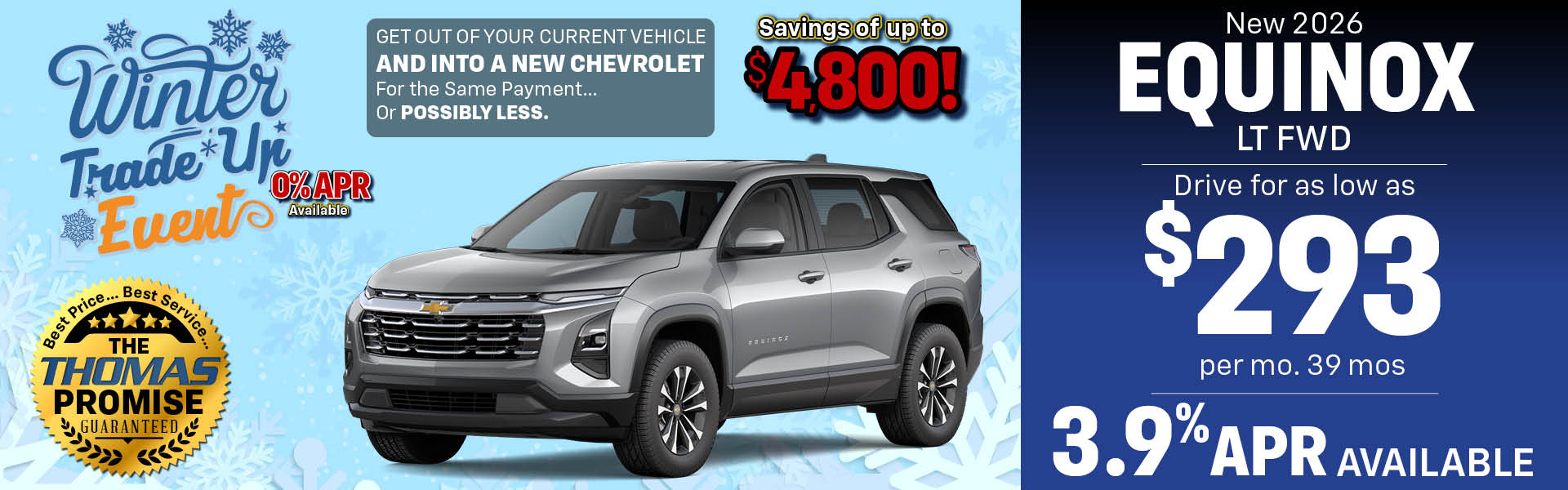 2026 Equinox LT FWD - Drive for$293 per mo. 36 mos.