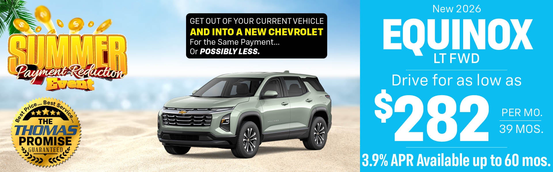 2026 Equinox LT FWD - Drive for $282 per mo. 36 mos.