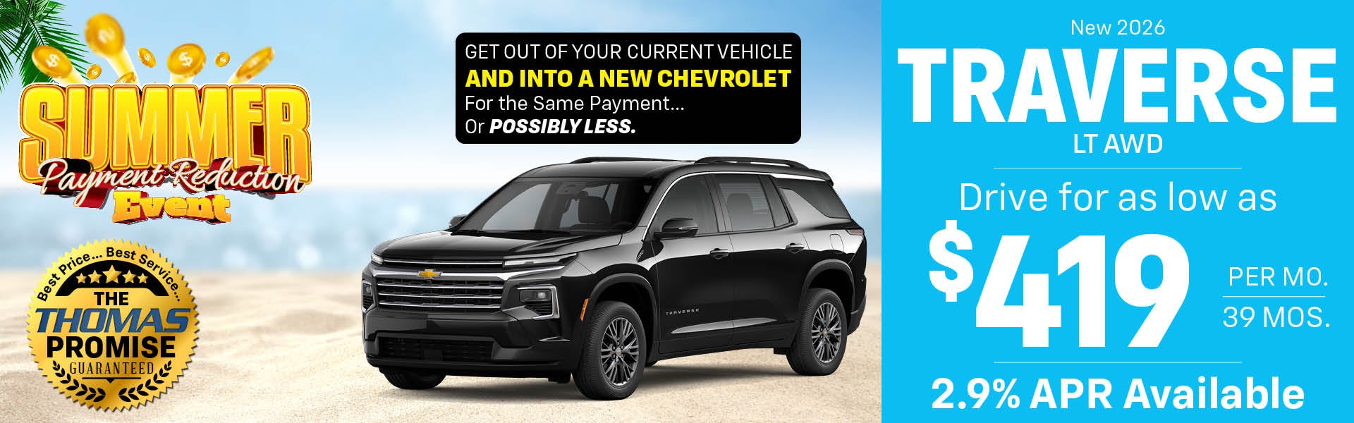 2026 Traverse LT AWD Drive for $419 per mo. 39 mos. 