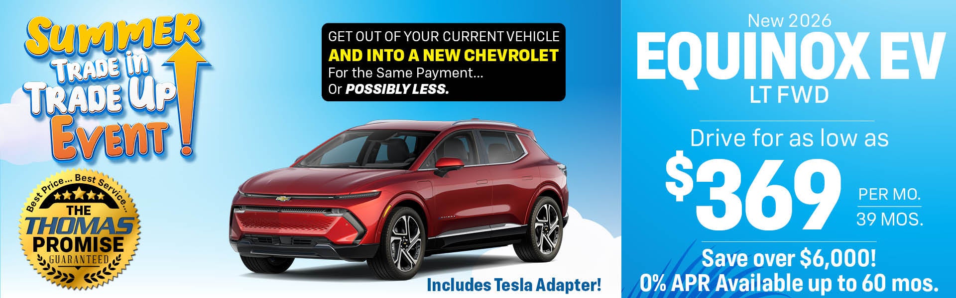 2026 Equinox EV LT FWD Drive for $369 per month 39 months