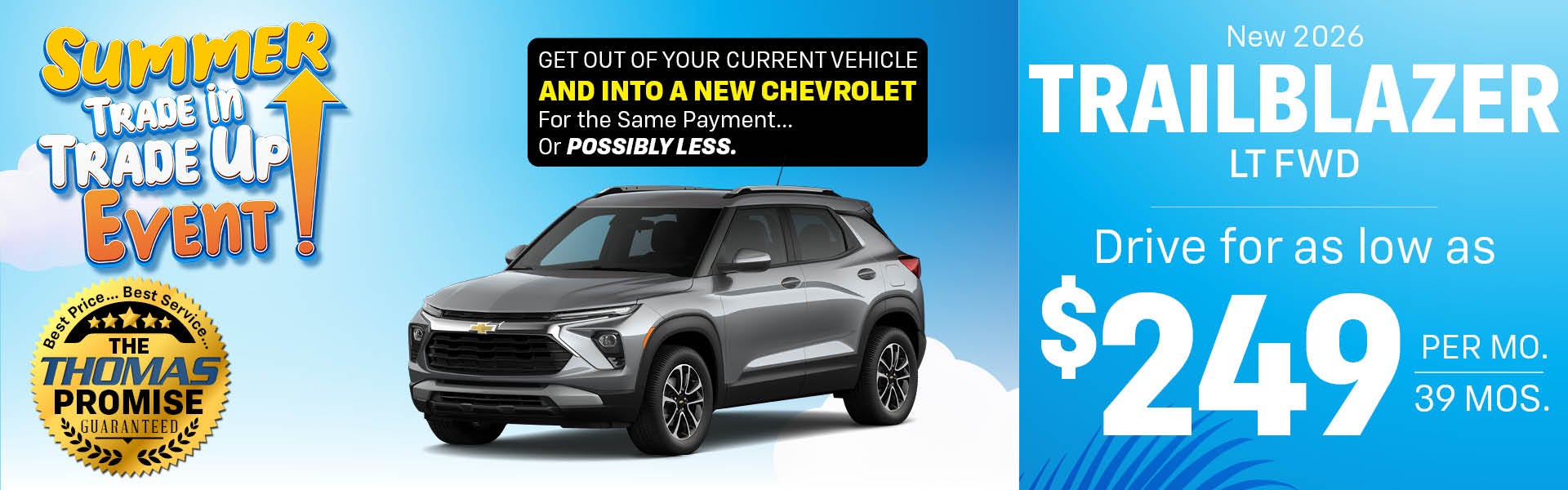 2026 Trailblazer LT FWD Drive for $249 per mo. 39 mos. 