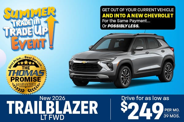 2026 Trailblazer LT FWD Drive for $249 per mo. 39 mos. 