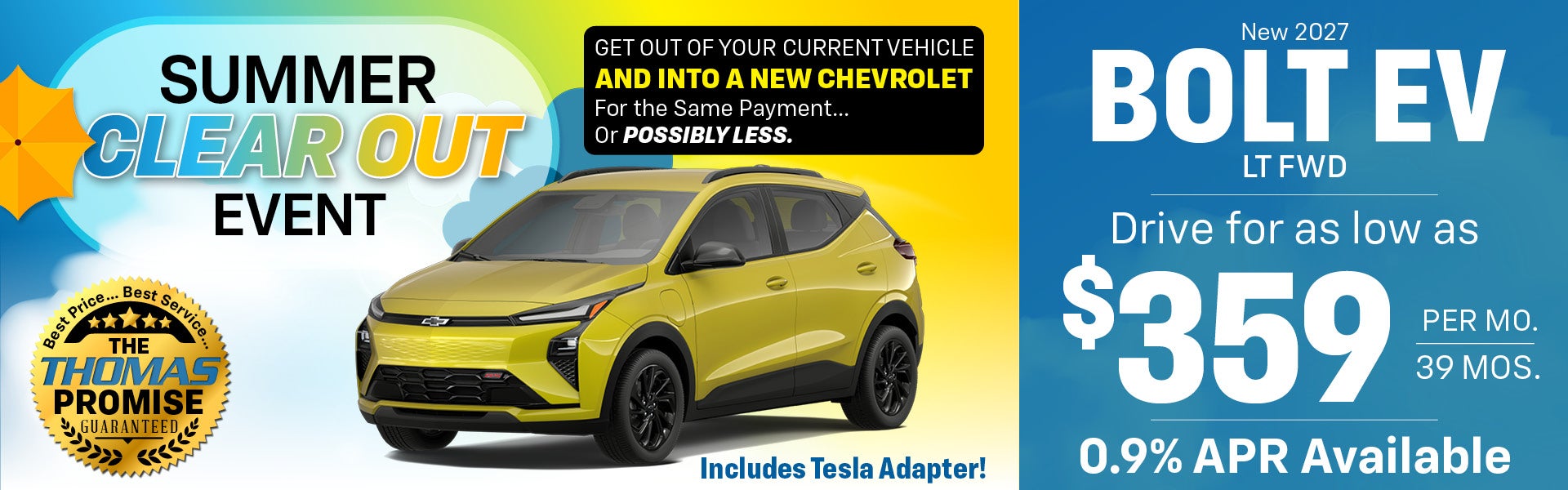 2027 Bolt EV LT AWD Drive for $359 per mo. 39 mos. 