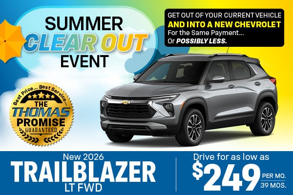 2026 Trailblazer LT FWD Drive for $249 per mo. 39 mos. 