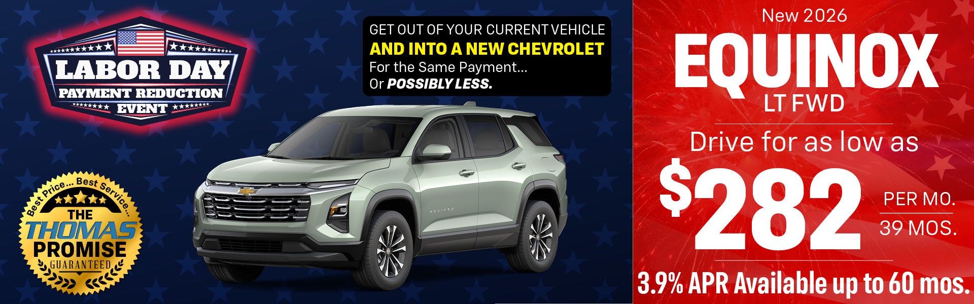 2026 Equinox LT FWD - Drive for $282 per mo. 36 mos.