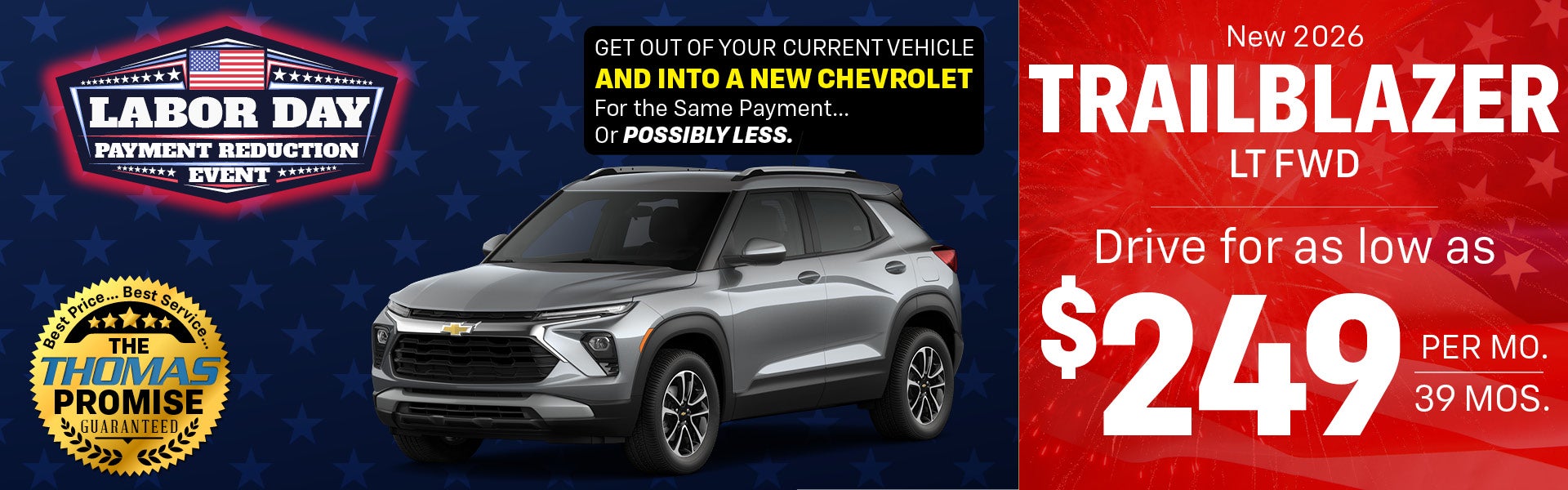 2026 Trailblazer LT FWD Drive for $249 per mo. 39 mos. 